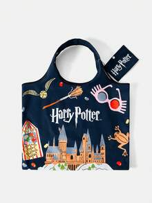 HARRY POTTER X SHEIN 1件装，四款大学背心包，可折叠手提包，女士款 - 藏蓝色 - 查看 3