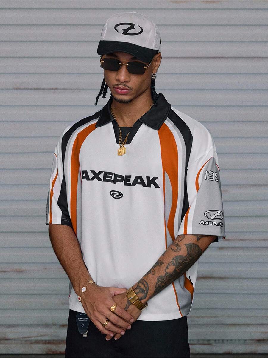 AXEPEAK Men's Knitted Casual Loose Fit Short Sleeve Polo Shirt - Multicolor - View 1