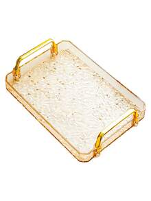 1set New Acrylic Tray With Geometric Handle, Ripple Shape, Nordic Style Creative Platter, Suitable For Snacks, Cups, Cutlery, Etc.,Kitchen,Christmas Gift - Gold - View 7
