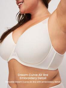 LUVLETTE Plus Dream Curve Air Full Coverage Airy Breathable Sheer Mesh Spacer Cup White Basic Breezy Comfort Minimizer Bra