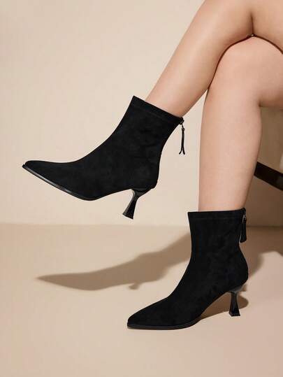 CUCCOO CURVES Women's Fashion Pointed Toe High Heel Wide Fit Boots