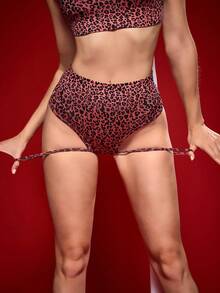 Menodora SHEIN Sport 女士弹力腰带豹纹时尚运动内衣 - 紅色 - 查看 6