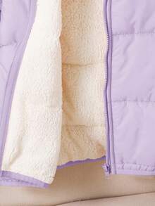 Emery Rose Kids Emery Rose Kids Young Girl Plain Casual Hooded Zip-Up Padded Coat - Mauve Purple - View 4