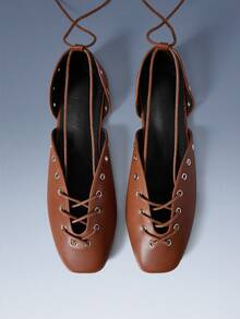 CUCCOO GRLICON 女士时尚休闲系带平底鞋 - 棕色 - 查看 4