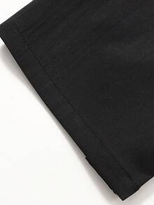 SHEIN 少女休闲直筒纯色裤 - 黑色 - 查看 6