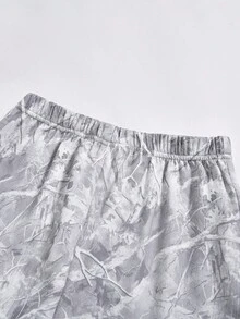 SHEIN ChillGRL 2 件套青少年女孩街头休闲宽松设计拉链连帽夹克搭配迷彩印花工装裤套装，适合日常通勤、休闲、度假、聚会、街头风格 - 淺灰色 - 查看 6