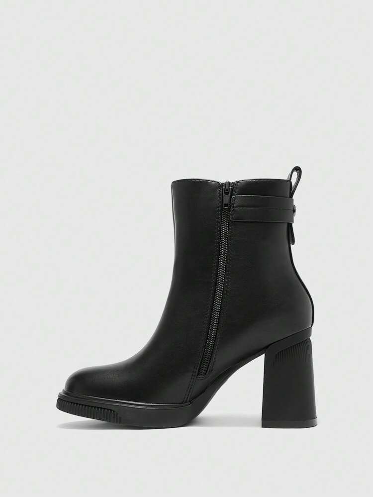 CUCCOO BIZCHIC Women's Fashionable And Elegant Side Zipper Design High Heel Mid-Calf Boots For Christmas