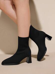 CUCCOO CURVES 女士日常穿着宽头时尚高跟踝靴 - 黑色 - 查看 3