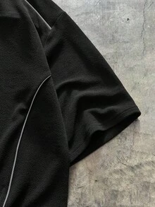 AXEPEAK Camiseta de manga corta de corte holgado con cuello redondo y estampado minimalista para hombre - Negro - Ver 3