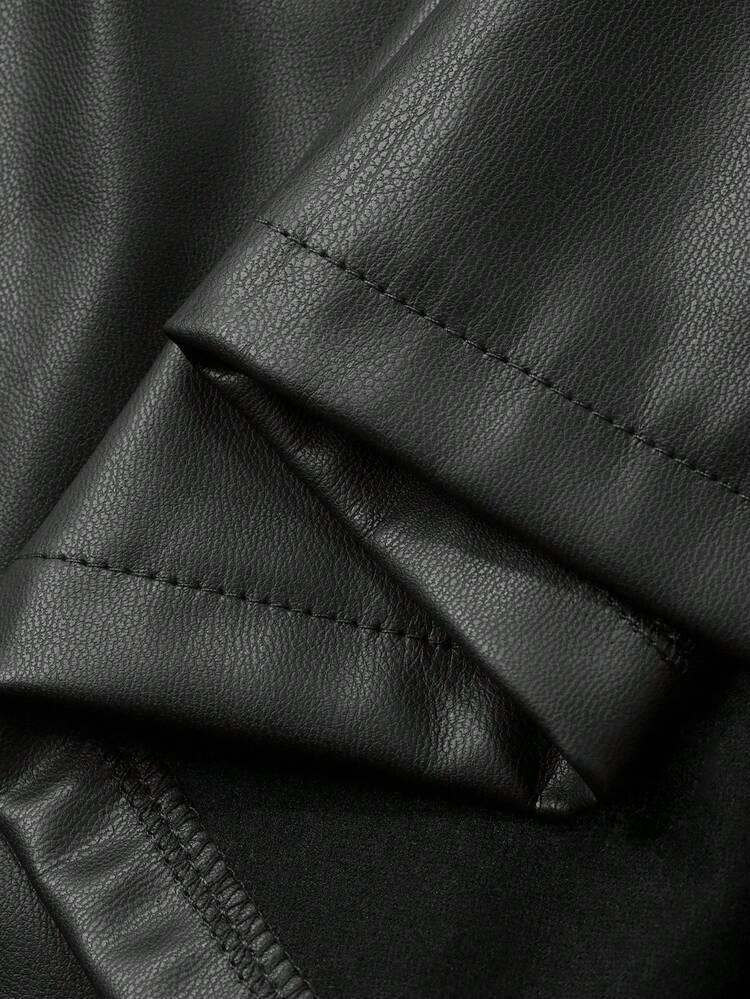 Women's Casual Contrast PU Leather Belted Long Dress, Suitable For Daily, Office, Commuting, Spring/Autumn