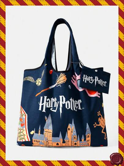 HARRY POTTER X SHEIN 1件装，四款大学背心包，可折叠手提包，女士款