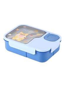 1Pc Large-Capacity Cute Lunch Box, Durable Material-Microwave-Without Lid). Heat-Retaining Design Keeps Meals Warm, Tight Seal Prevents Leakage. Comes With Matching Utensils & Dipping Sauce Container, Fits Office, Commute, Home Use. Stylish Cute Look Blends Aesthetics & Function, Easy To Clean, Ideal For Meal Prep.