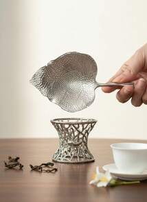 Cirelle 1 Pc Pure Tin Tea Strainer, Gilded Plum Blossom Anti-Oxidation Tea Infuser, Kung Fu Tea Set Accessories & Tea Infuser Stand - Silver - View 11