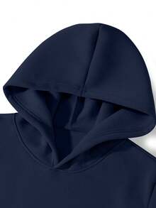 Manfinity Homme 男士休闲几何印花卫衣和运动裤两件套，秋冬服装 - 藏蓝色 - 查看 5