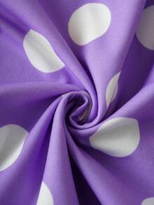 Nick 90s | SHEIN Baby Girl Cartoon Cute Polka Dot Print Long Sleeve Jumpsuit - Purple - View 7