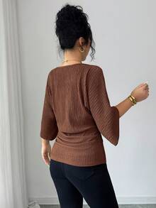 Elenzga Váy nữ màu nâu cà phê họa tiết vải cổ chữ V cạp rộng thiết kế nhún bèo thanh lịch sang trọng quà tặng sinh nhật tiệc hẹn hò ngày nhà giáo ngày độc lập lễ hội mua sắm đôi 11 trở lại trường tiệc độc thân ngày lễ đêm Giáng sinh lễ tạ ơn lễ hội Halloween lễ hội Giáng sinh Diwali năm mới du lịch kỳ nghỉ trang phục dạo phố - Cà phê nâu - Xem 2