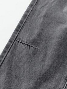 SHEIN Casuvi Kids Denimly Boys' Casual Daily Urban Street Elastic Waist Zipper Pocket Distressed Design Straight Leg Denim Jeans Oversized Jeans Y2k Baggy Jeans Black Baggy Jean - Light Grey - View 5