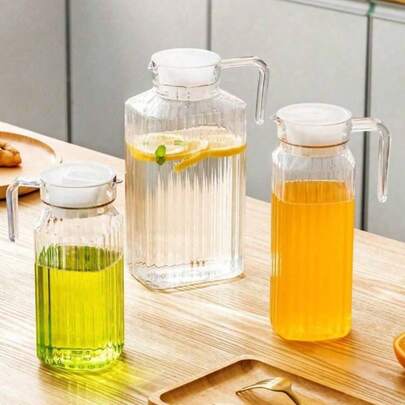 1个带盖冷水壶，大容量果汁壶，大容量饮料分配器，带盖冷热水壶，防碎 - 非常适合储存和盛装冷热饮料、果汁、茶、牛奶等。