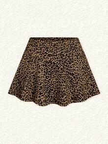 SHEIN EZwear Summer Casual Mini Leopard Print Shorts With Ruffled Hem - Multicolor - View 3