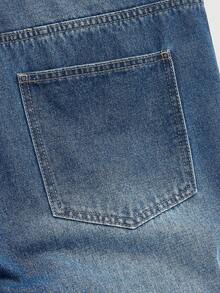 ROMWE MEN Street Life Men's Rhinestone Flame Embroidered Patch Pocket Denim Jeans - Blue - View 5