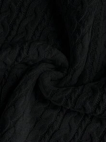 SHEIN Franclia Sweater Pullover Wanita Kasual Minimalis Serbaguna untuk Berpergian, Leher Bulat, Tali Putar, Lengan Lentera, Musim Gugur/Dingin - Hitam - View 5