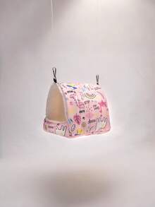 1PC Cartoon Printed Plush Full Coverage Triangle Hammock Sleeping Bag For Parrots Hamsters Small Pet Birds Autumn Winter - Pink Unicorn - View 6