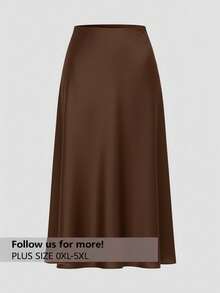 Firerie Elegant enfärgad kjol i plusstorlek, lämplig för pendling