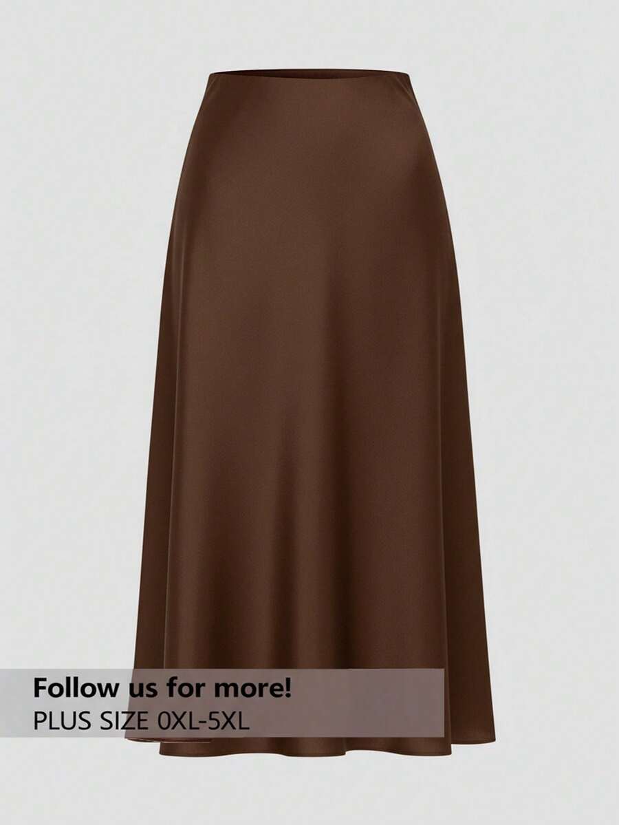 Firerie Elegant enfärgad kjol i plusstorlek, lämplig för pendling