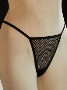 SpicyHot 2pcs/Set Women's Extremely Sexy Wireless Mesh Bra Set - Black - View 4