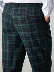 Manfinity Bizformal Ensemble casual veste et pantalon à carreaux col châle à manches longues pour hommes