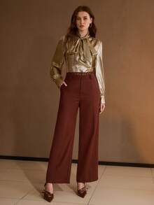 MOTF PREMIUM LACE PATCHWORK SUIT PANTS, AUTUMN/WINTER - Burgundy - View 1