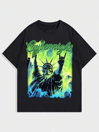 Herren Gothic Augen-Muster Kurzarm T-Shirt, Sommer