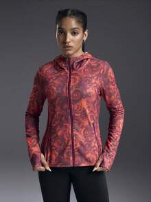 Powerista 女士印花休闲长袖运动夹克 - 橘色 - 查看 3