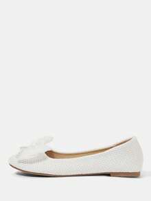 CUCCOO HITCHD Bow Decor Casual & Commuting Minimalist Elegant Women Flats Valentine's Day - White - View 12
