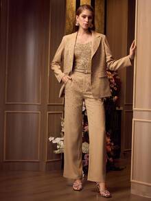 PREMIUM TOP DE CAMISOLA ELEGANTE CON LENTEJUELAS PARA MUJER - Café integral - Ver 7