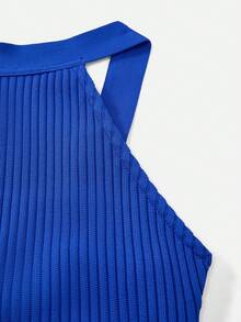 Nuvra 藏蓝色性感紧身针织无袖圆领修身绷带连衣裙 - 寶藍色 - 查看 11