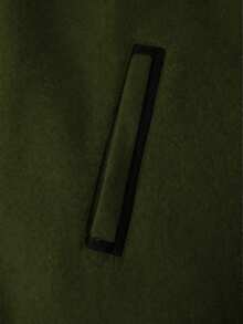 Manfinity Homme 男士纯色长袖单排扣立领休闲羊毛混纺夹克，秋冬款 - 軍綠色 - 查看 4