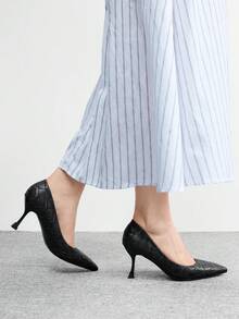 CUCCOO BIZCHIC Giày cao gót mũi nhọn màu đen dành cho nữ, thời trang cho việc đi lại hàng ngày - màu đen - Xem 3