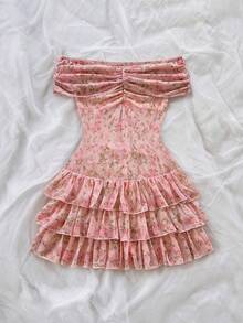 Soleia Mono elegante con volantes de encaje, adecuado para vacaciones, primavera/verano - Rosa - Ver 4