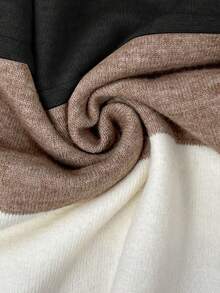 EMERY ROSE Maglione oversize con scollo tondo, effetto color block e motivo a onde, adatto per feste, festival musicali, uso domestico, rientro a scuola, regali e shopping. Vestito invernale da donna, abbigliamento autunnale curvy, top country, maglietta basic