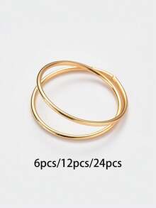 6pcs/12pcs Silver New Napkin Rings With Various Styles And Series, Suitable For Hotel Banquets, Table Setting, And Napkin Loops. - Gold - View 6