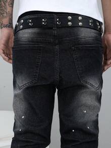 Manfinity LEGND Quần Jeans Denim Ôm Vừa Màu Đen Cho Nam - màu đen - Xem 7