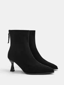 CUCCOO CURVES 女士时尚尖头高跟宽筒靴 - 黑色 - 查看 7