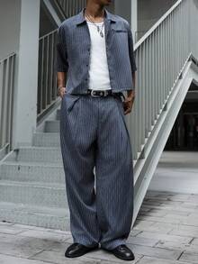 Manfinity Roghcode Bộ áo thun tay ngắn và quần dài phong cách đường phố thường ngày dành cho nam. Phong cách đường phố, Bạn bè, Đồng bộ, Rộng thùng thình, Dành cho nam, Họa tiết, Phong cách Nhật Bản, Unisex, Tôi yêu bạn gái của tôi - Xám - Xem 5