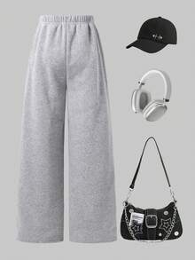 SHEIN ChillGRL Autumn New Teen Girls Loose Casual Sports Basic Versatile Long Pants, Suitable For Daily Commute, Leisure, Vacation, Gathering With Friends, Street Photography