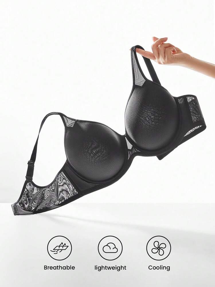 Plus Full Coverage Airy Breathable Sheer Mesh Spacer Cup Bra