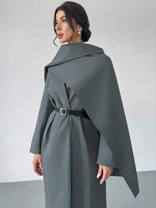 Firerie Women's New Autumn/Winter Scarf Attached Elegant Everyday Commute Lightweight Long Jacket - Grey - View 6