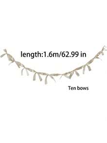 1pc Bow Streamer Backdrop Decoration Banner, Romantic Ballerina Princess Style Photo Props, Suitable For Valentine's Day, Single Lady Birthday Party, Wedding Bow Garland Streamer - Beige - View 6