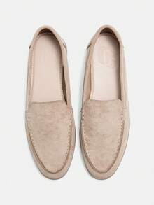 CUCCOO CURVES Women's Casual Flat Comfortable Wide Fit Shoes For Daily Commute For Christmas - Apricot - View 2