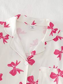 两件套女童休闲蝴蝶印花长袖上衣和裤子舒适家居服套装 - 彩色 - 查看 4